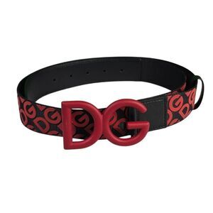 Dolce & Gabbana Red and Black Logo Belt Authentic